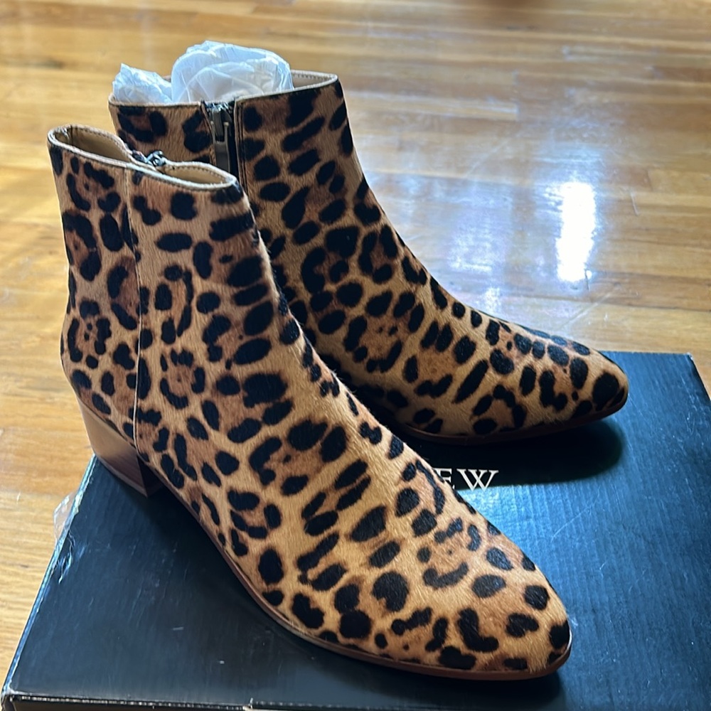 NEW JCREW Calfskin Leopard Booties